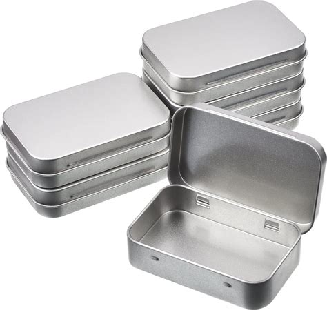 rectangular metal box with hinged lid|rectangular storage boxes with lids.